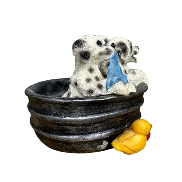 Vintage Dalmatian Puppies in Tub Collectible Figurine Resin 3” - Picture 5 of 8